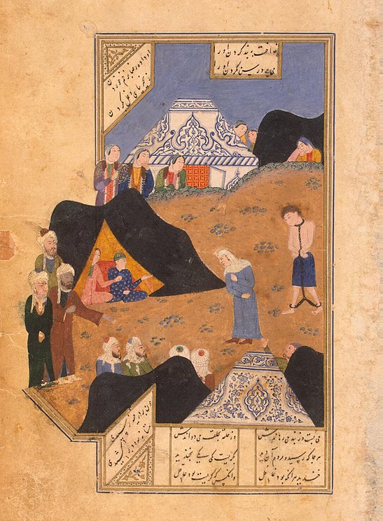 رفتن مجنون به خیمه لیلی همراه پیرزن